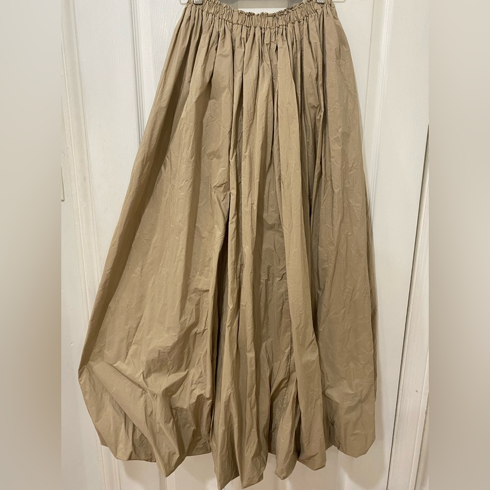 Anthropologie Neutral Taupe Full Gathered Maxi Skirt
